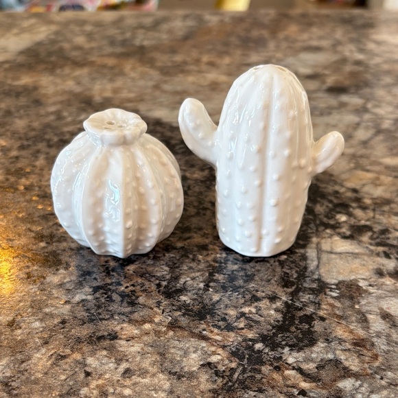 Other - 2/$10 Mini White Ceramic Cactus Salt and Pepper Shaker Set